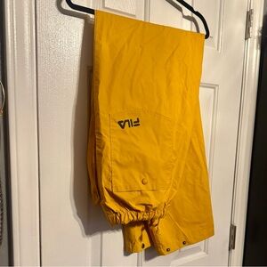 Fila PVC Nylon Pants Mens XXL Yellow Drawstring